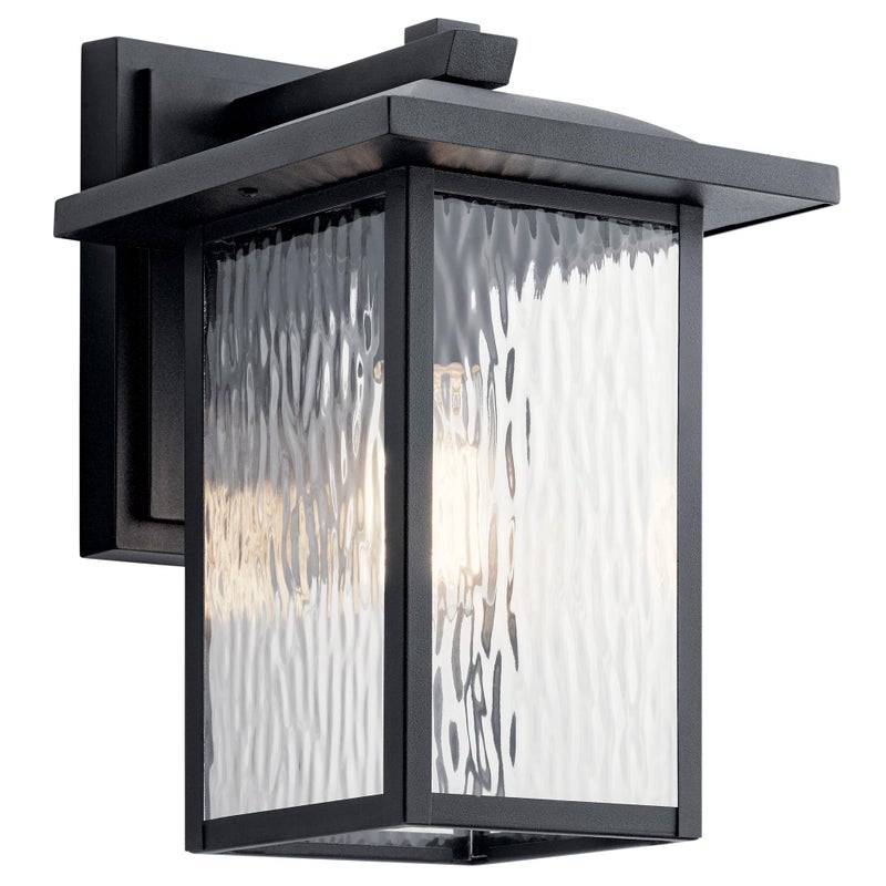 Kichler Capanna 13.25" Outdoor Wall Light in Black, 1-Light Exterior Wall Sconce Porch Light with Clear Water Glass, (13.25" H x 8.5" W), 49925BKT - Image 1